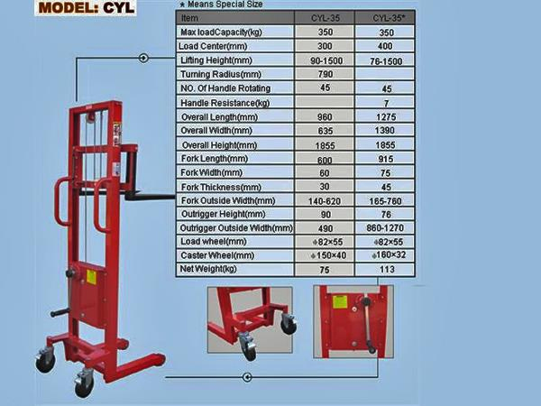 Xe nâng quay tay CYL - Hand Winch Stacker Kawasaki